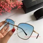 Replica Prada Sunglasses - New Fashionable Unisex Sunglasses - Gold Frame Blue Mirror 